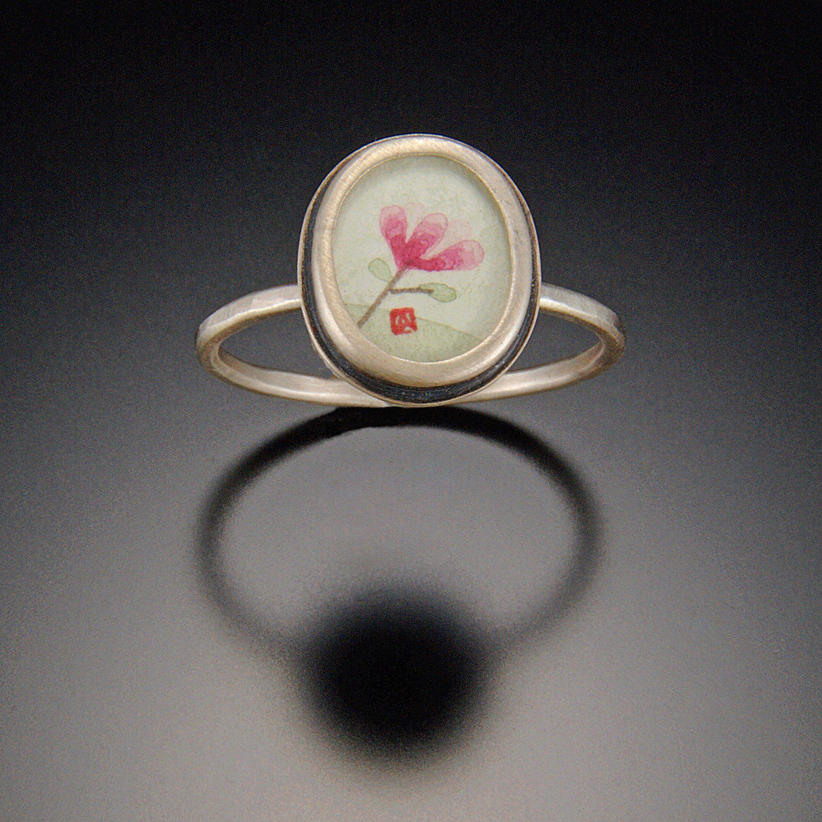 Tiny Oval Magnolia Ring