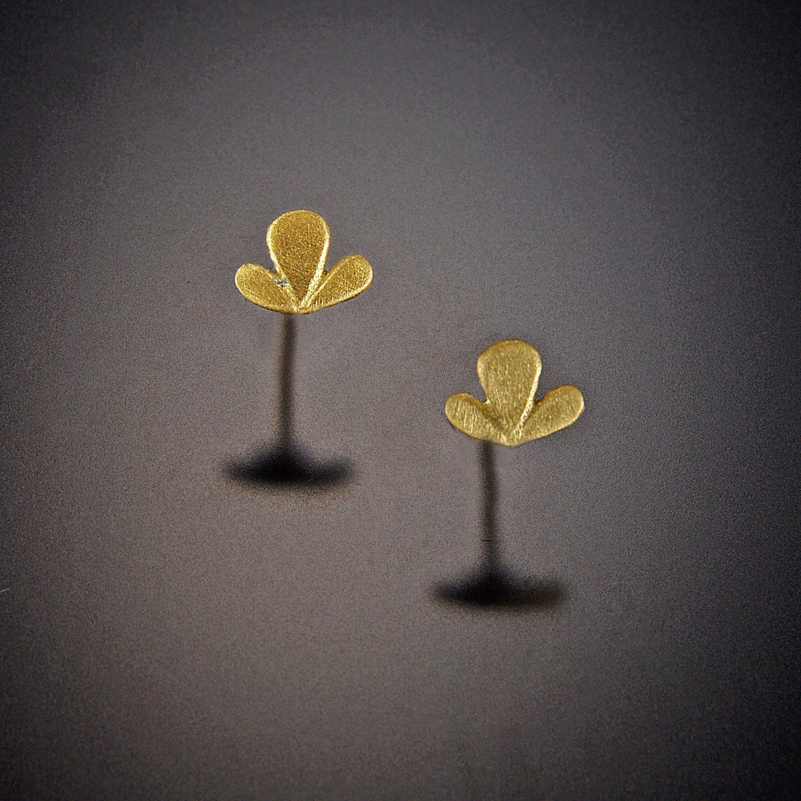 Gold Leaf Trio Stud Earrings