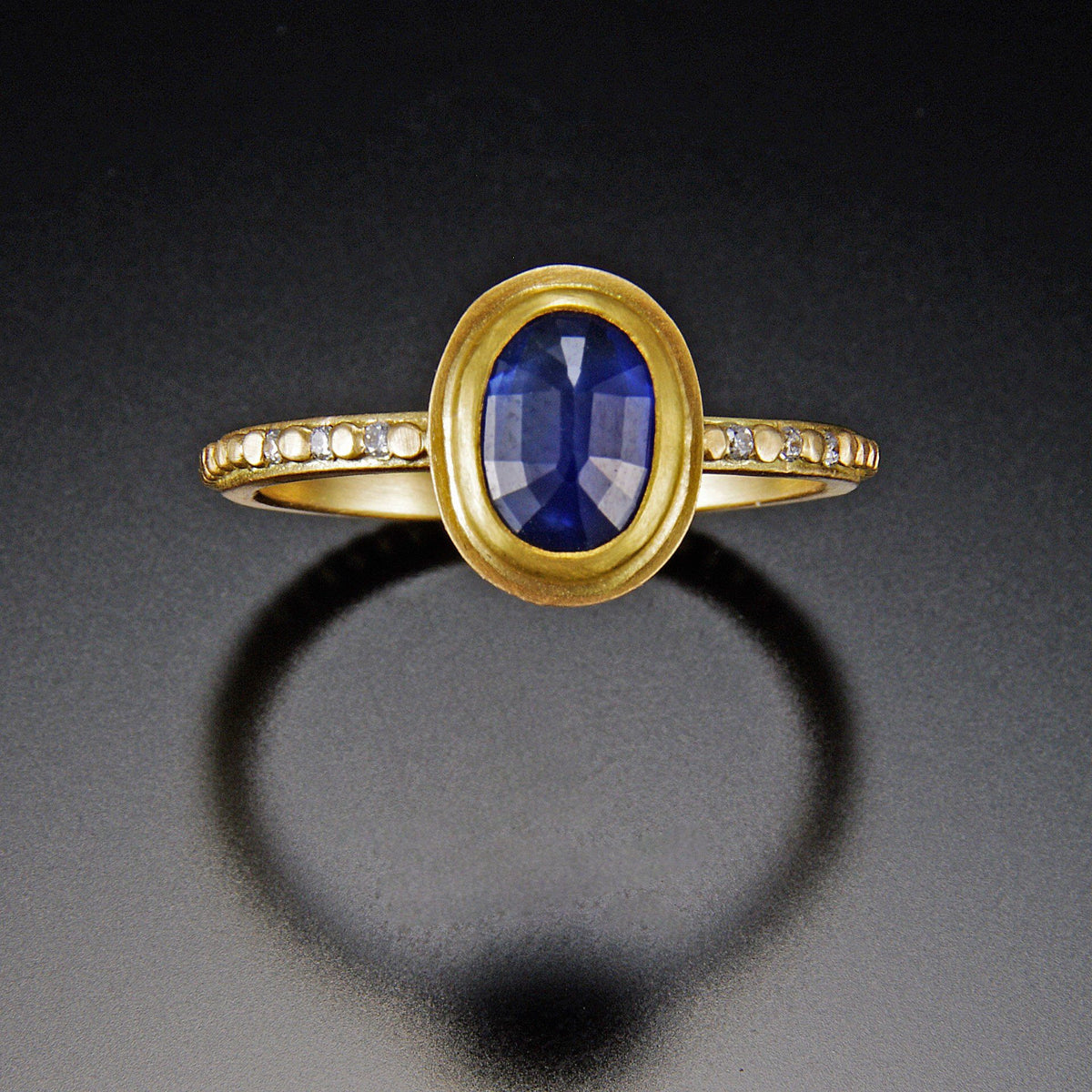 Oval Blue Sapphire Ring with Diamond Band – Ananda Khalsa