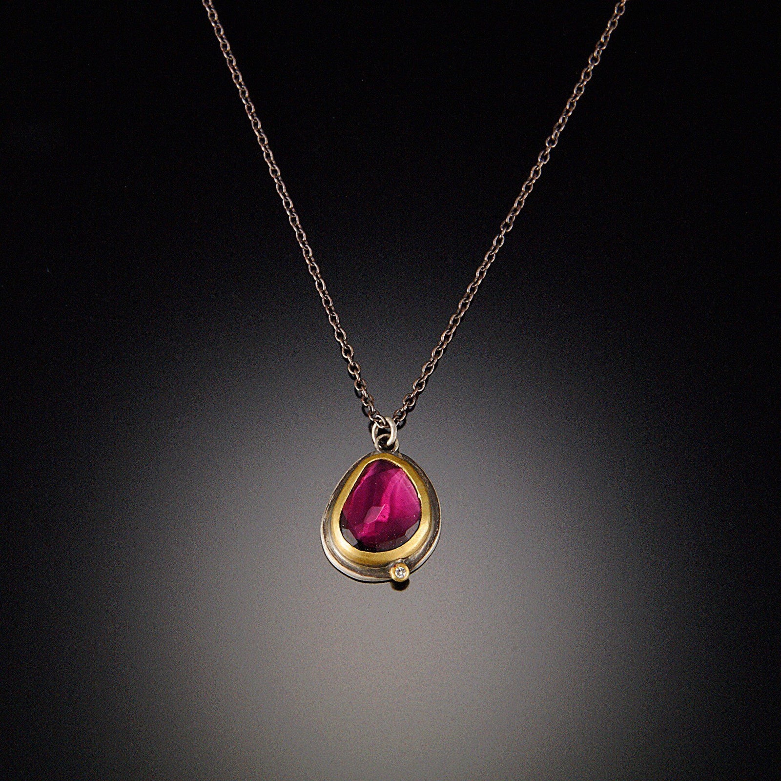 Rose Cut Garnet Necklace with Diamond