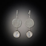 Moonstone Earrings with large hammered disks