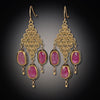 22k Filigree Earrings with Pink Sapphires - Ananda Khalsa Jewelry