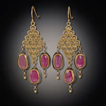 22k Filigree Earrings with Pink Sapphires