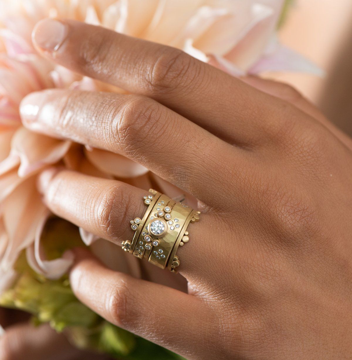 Narrow Diamond Flourish Ring