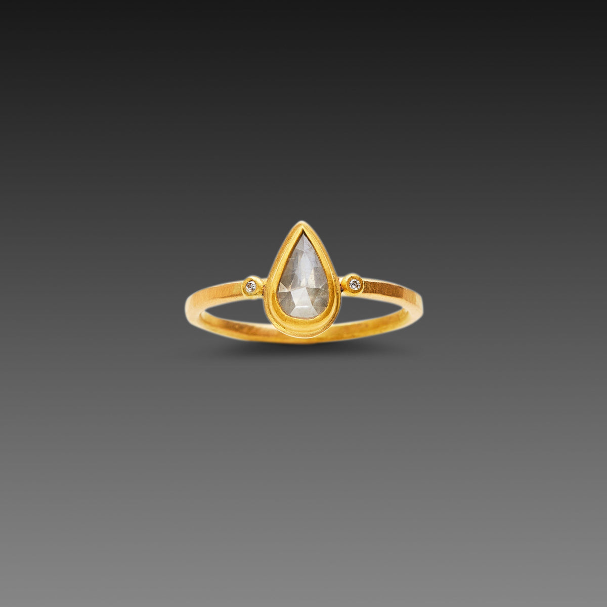 Gray Diamond Teardrop Ring