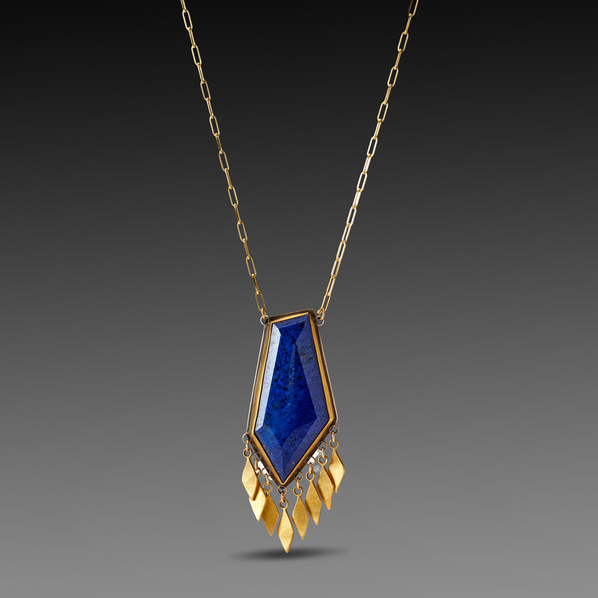 Polished Lapis Fringe Necklace