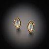 Moonstone Stud Earrings with Diamond Dot