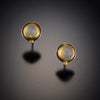 Opal Stud Earrings with Diamond Dot