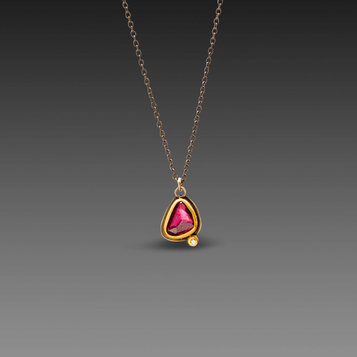 Organic Garnet Necklace with Diamond Dot