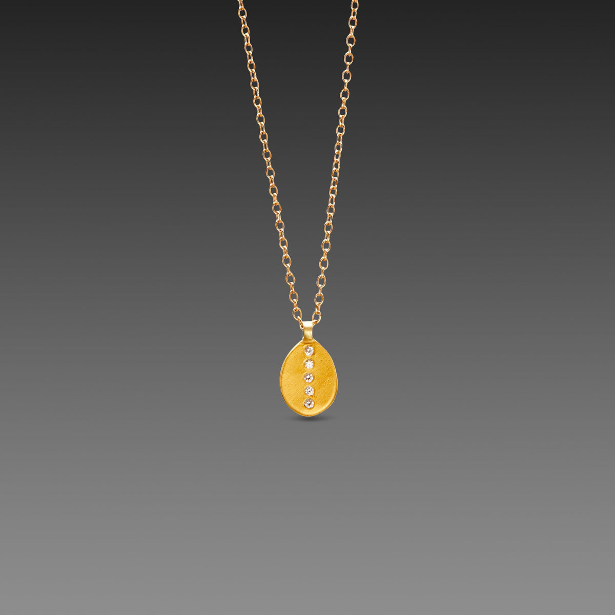 Oval Leaf Necklace with Five Diamonds