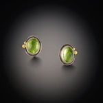 Peridot Stud Earrings with Gold Dots