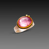 Rose Cut Pink Tourmaline Ring with Diamond Dots