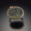 Pyrite Druzy Ring with Gold Dots
