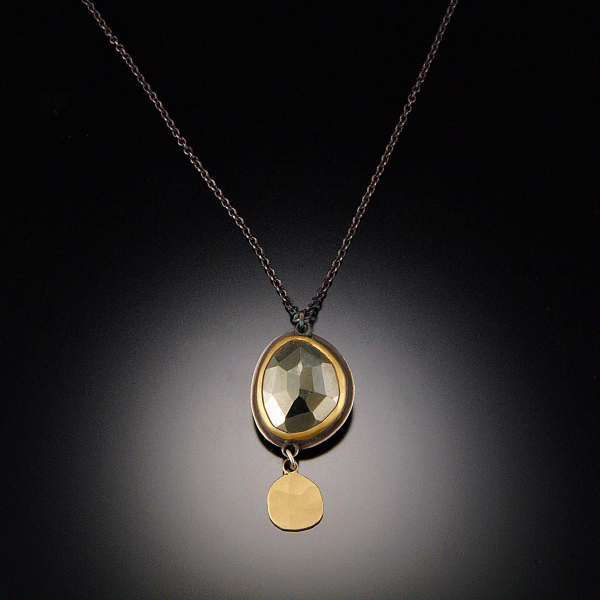 Pyrite Necklace with Gold Disk