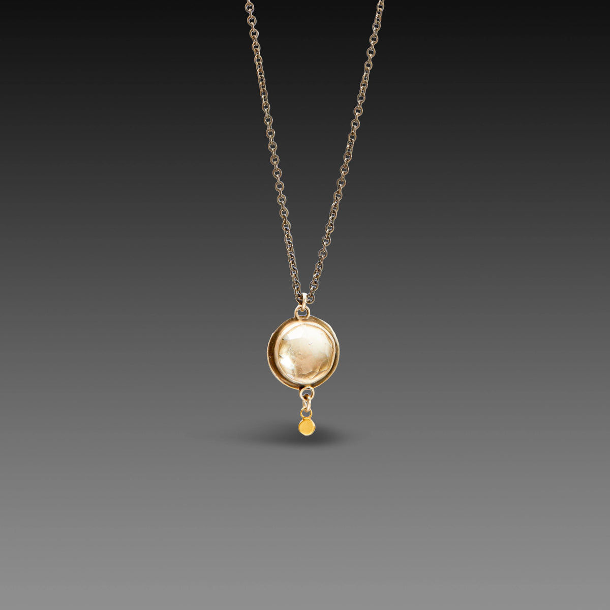 White Topaz Necklace with Gold Dot