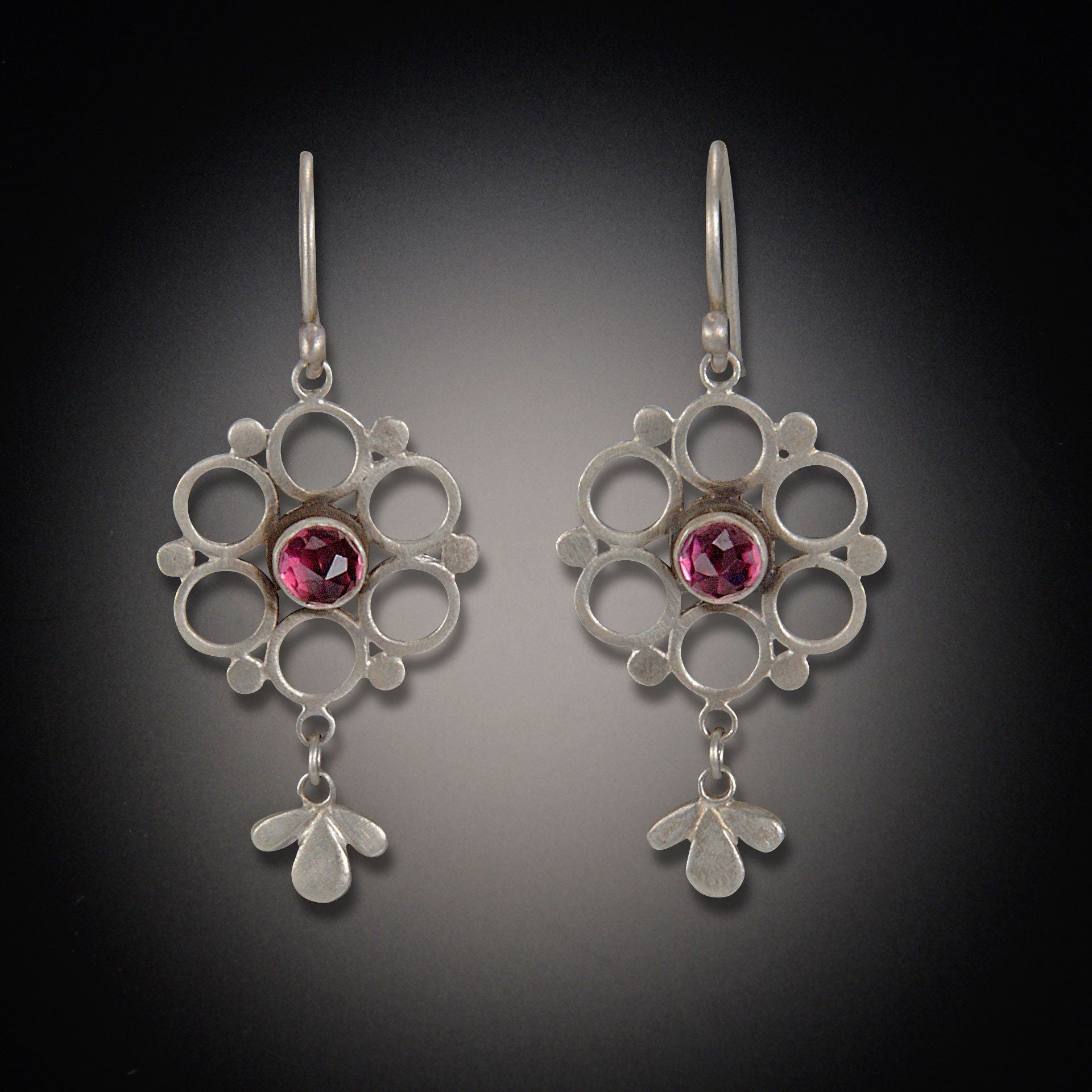 Delicate Garnet Mandala Earrings - Ananda Khalsa Jewelry