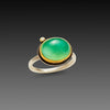 Smooth Oval Chrysoprase Ring with Diamond