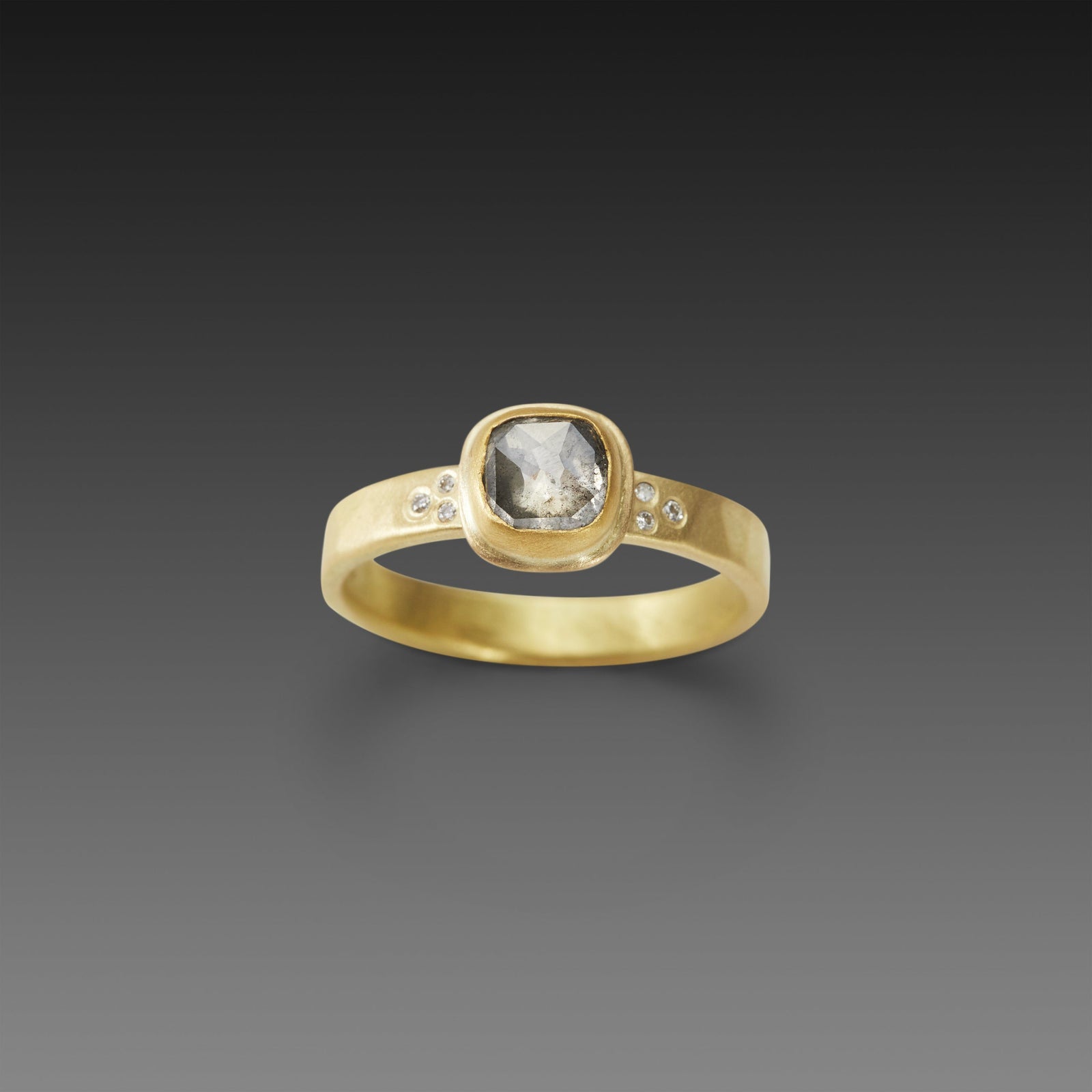 Square Rose Cut Diamond Ring with Diamond Band