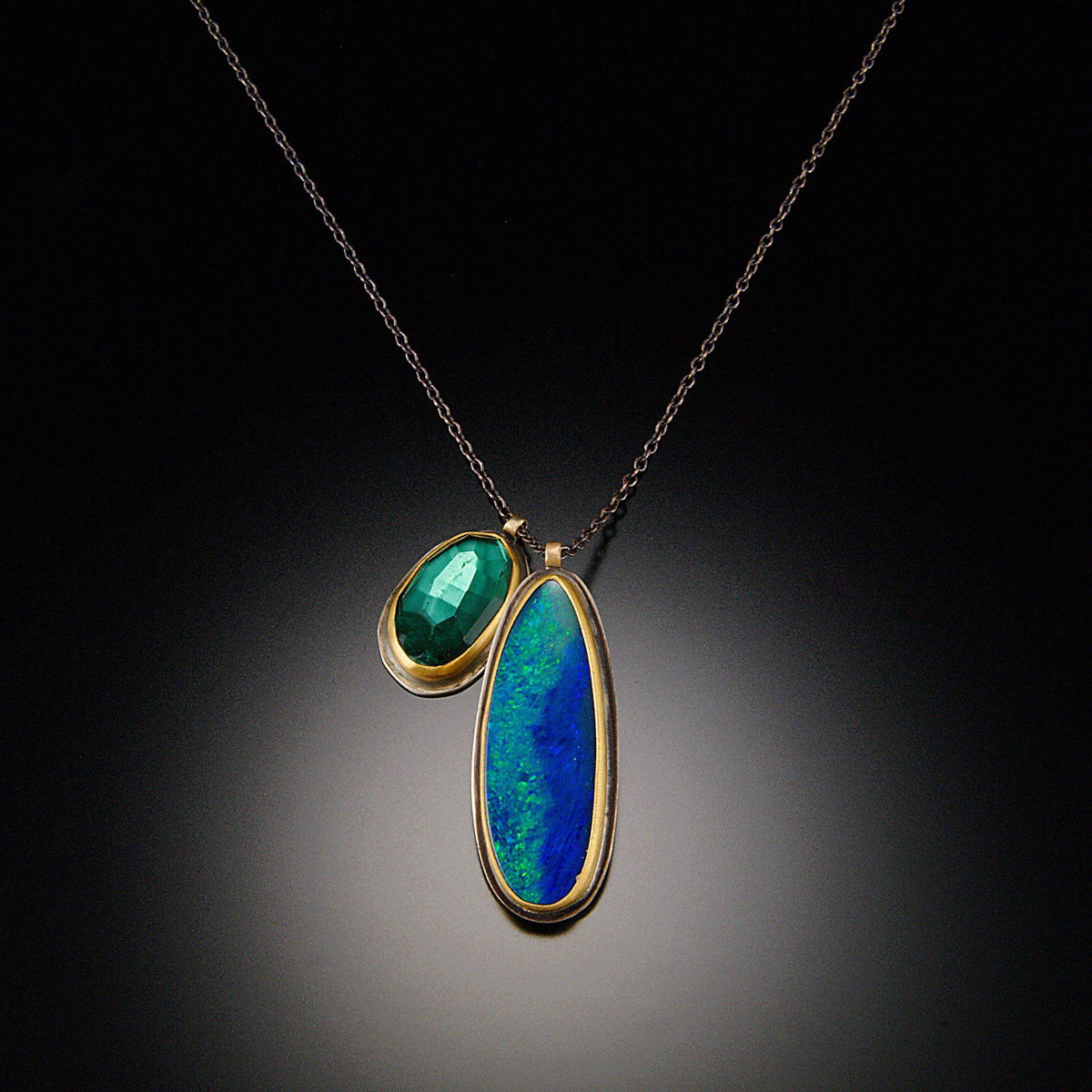 Opal Brushed Gold And Silver Necklace