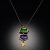 Green Tourmaline and Iolite Necklace with Leaf Trio