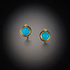 Rose Cut Turquoise Stud Earrings with Diamonds