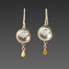 Clear Topaz Earrings with 22k Gold Drops